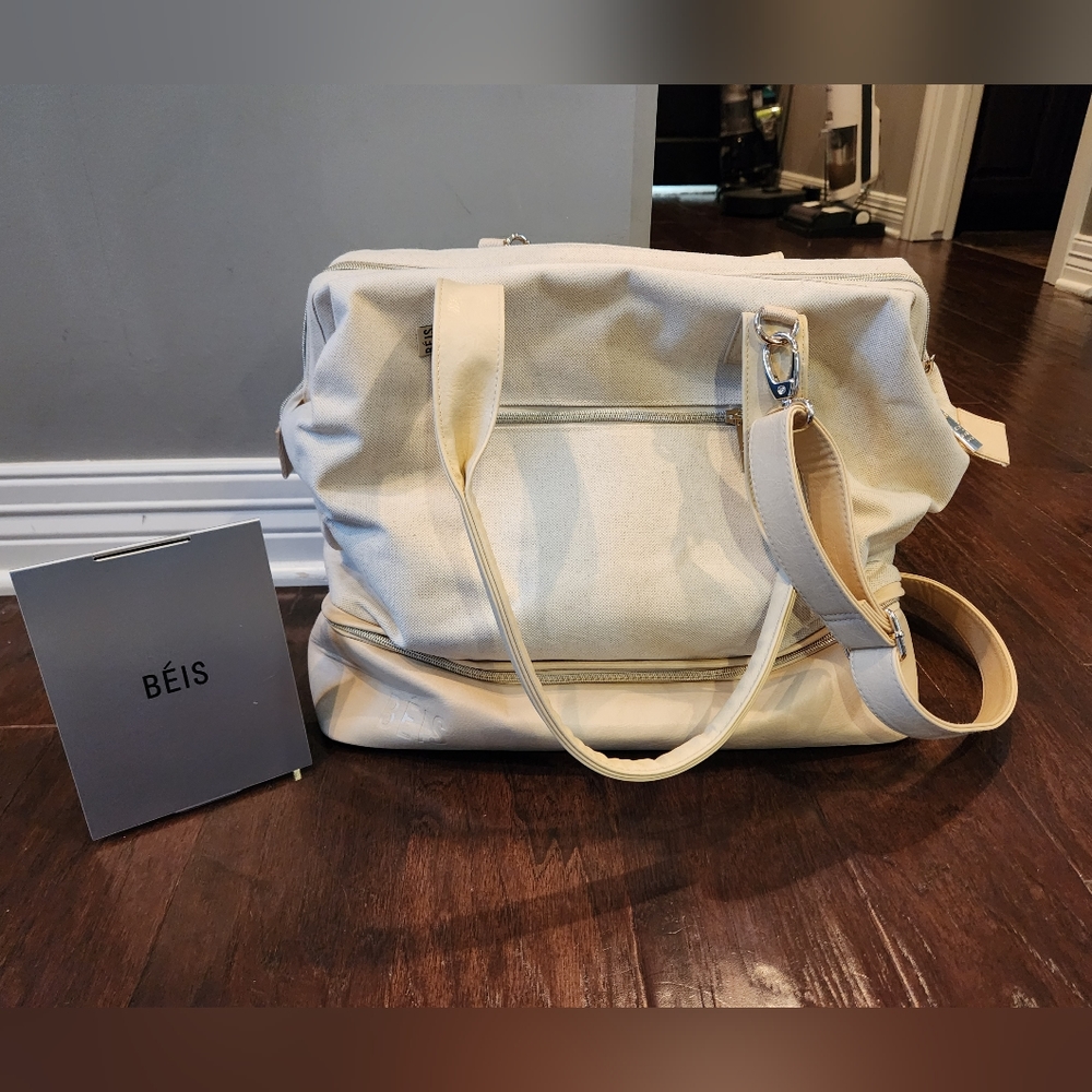 Beis Convertible Mini Weekender in Beige and Mirror